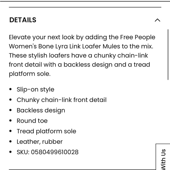 Free People Lyra Link Loafer Mules in Bone EU37.5 - Picture 9 of 9